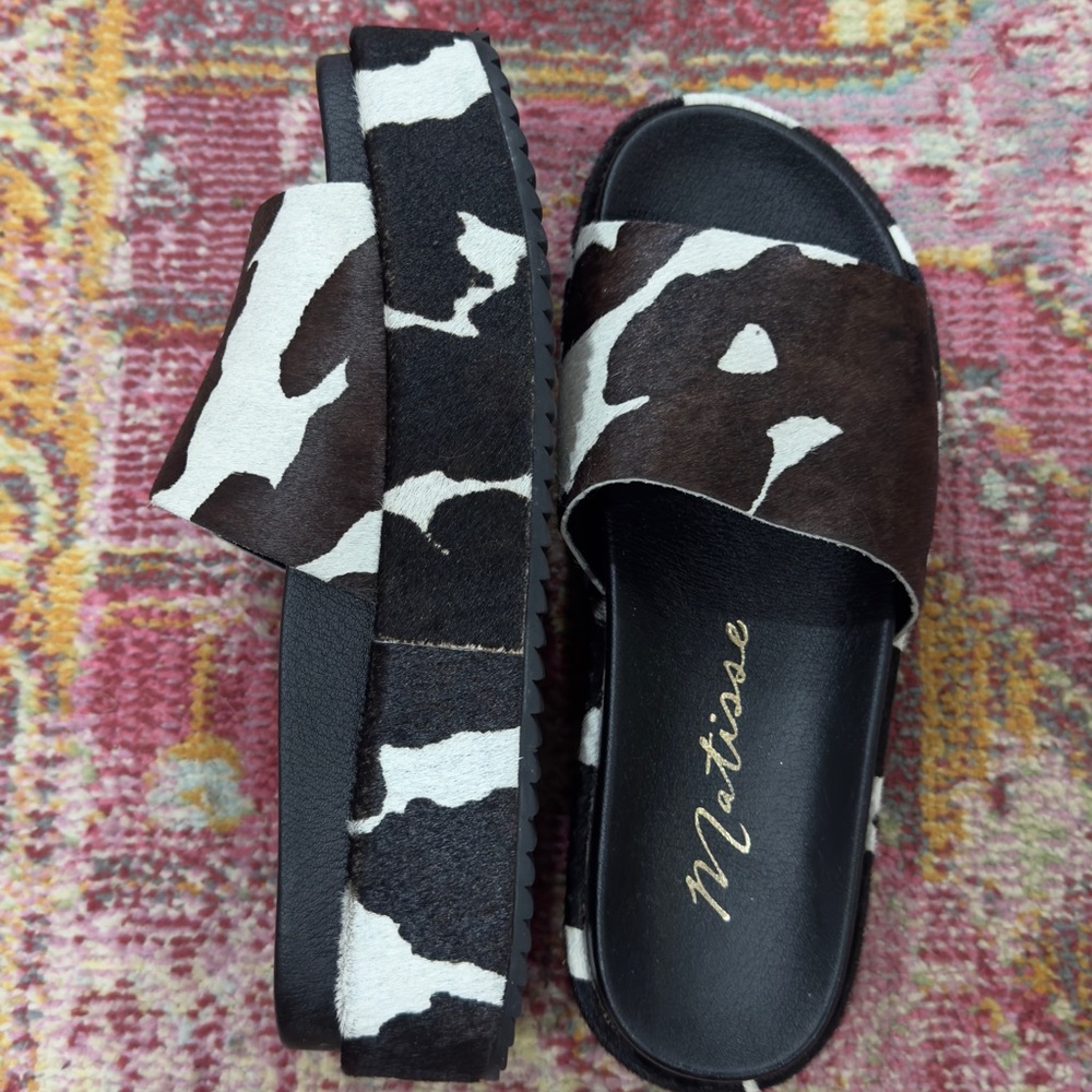 MATISSE Cow Hair Hideaway Platform Sandals Women’s Size 7